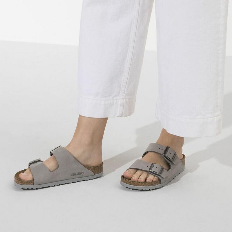 Arizona Birkenstock Soft Footbed Nubuck Kozene Damske Siva | SK 74JPQ